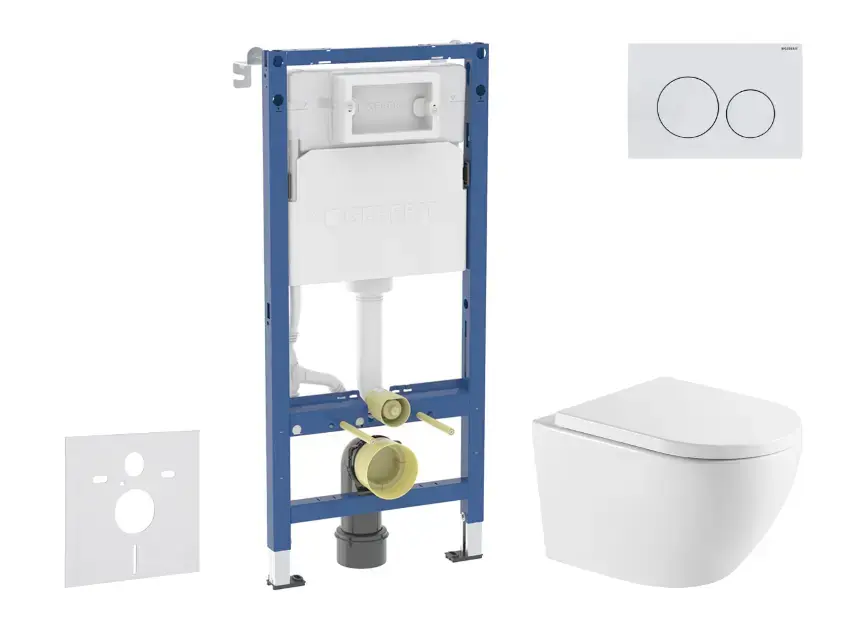 Geberit Duofix - Set de bâti-support, cuvette Oudee et abattant softclose, plaque de déclenchement Delta20, blanc alpin SANI11CA31137