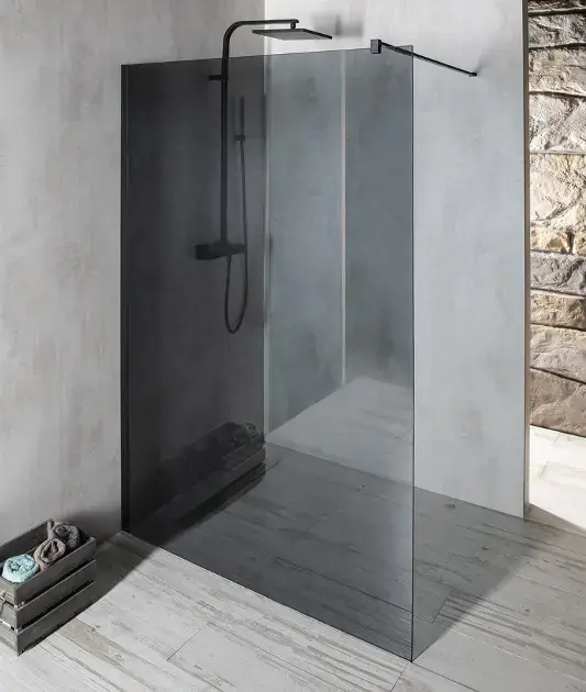Gelco Vario - Paroi de douche Walk-In, 80x200 cm, Verre revêtu, noir mat/verre fumé GX1380GX1014