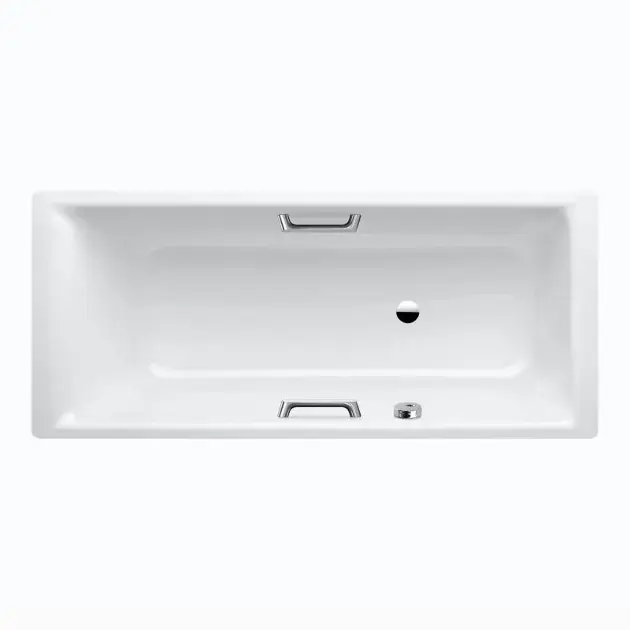 Kaldewei Ambiente - Baignoire rectangulaire Puro Star 699, 190x90 cm, avec trous pour poignées, trop-plein latéral, effet Perl, blanc 259900013001