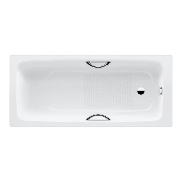 Kaldewei Advantage - Baignoire rectangulaire Cayono Star 757, 180x80 cm, avec trous pour poignées, antidérapant, effet Perl, blanc 275730003001