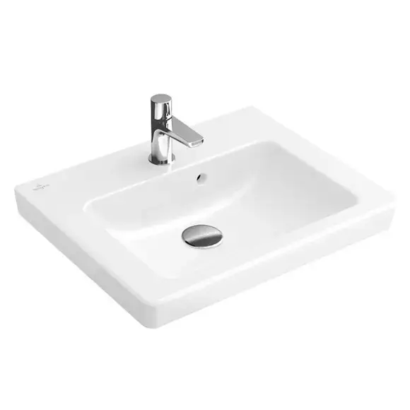 Villeroy & Boch Subway 2.0 - Meuble lave-mains 45x37 cm, avec trop-plein et trou pour la robinetterie, CeramicPlus, blanc 7315F5R1