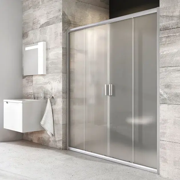 Ravak Blix - Porte de douche en quatre parties BLDP4-200, 197-201 cm, satiné/verre Grape 0YVK0U00ZG