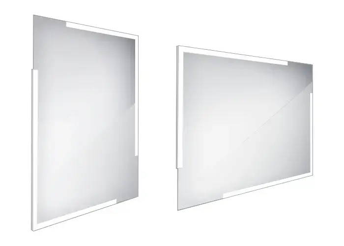 Nimco - Miroir avec éclairage LED, 60x80 cm, carré, aluminium ZP 14002