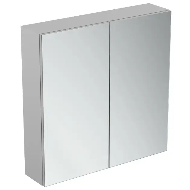 Ideal Standard Mirror&Light - Armoire de toilette avec éclairage LED et prise, 70x70 cm, aluminium T3439AL