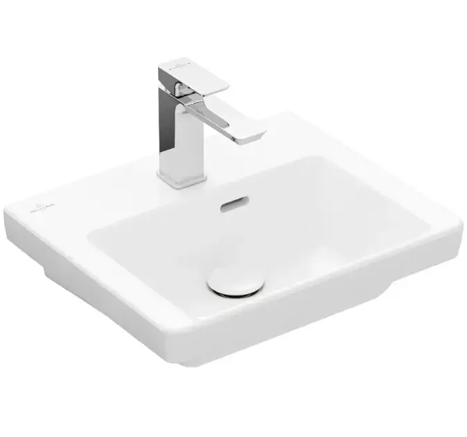 Villeroy & Boch Subway 3.0 - Lavabo 45x37 cm, avec trop-plein, trou pour robinet, CeramicPlus, Stone White 437045RW