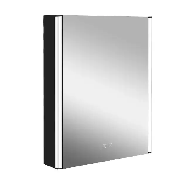 kielle Arkas I - Armoire à miroir avec éclairage LED, chauffage et port USB, 55x70x13 cm, noir mat 50111614