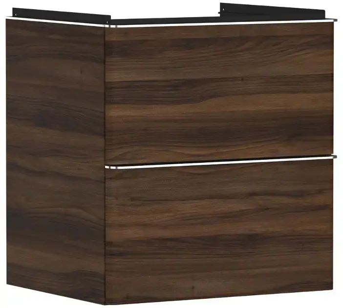 Hansgrohe Xelu Q - Meuble pour lavabo, 63x58x50 cm, 2 tiroirs, noyer foncé/chrome 54026000