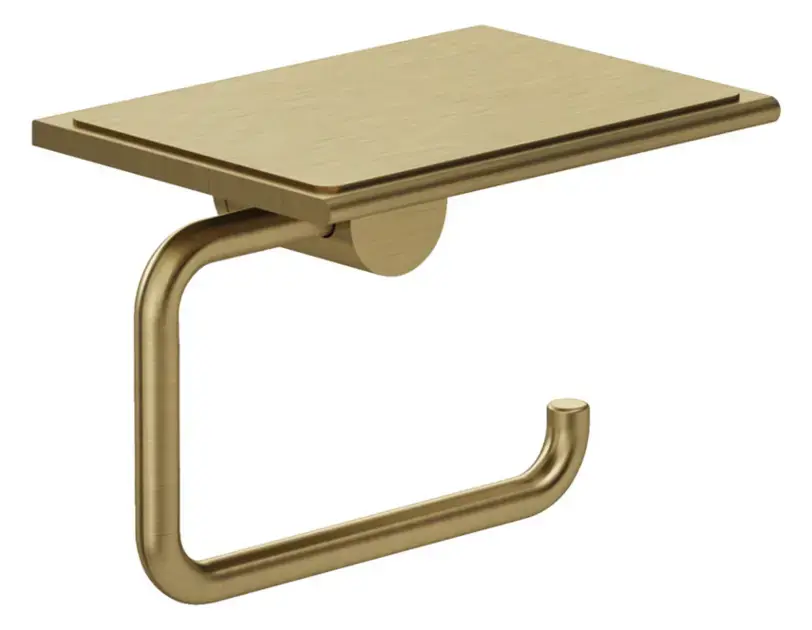 Kludi Vela R - Porte-papier toilette avec étagère, doré brossé 58971N0