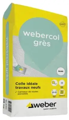 Colle pour faïence et grès WEBERCOL GRES Blanc 25kg