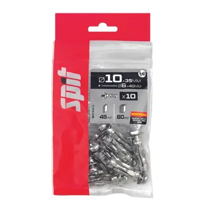 Cheville métallique à expansion STELLIX SPIT avec vis TR Ø6x40MM Ø10x35MM - Sachet de 10 pièces