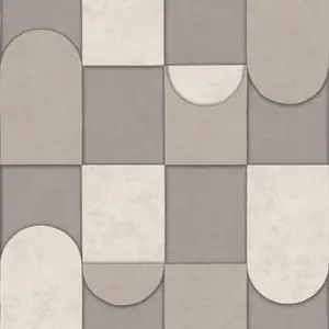Papier peint intissé Affinity puzzle 3D anthracite ocre - LU00360