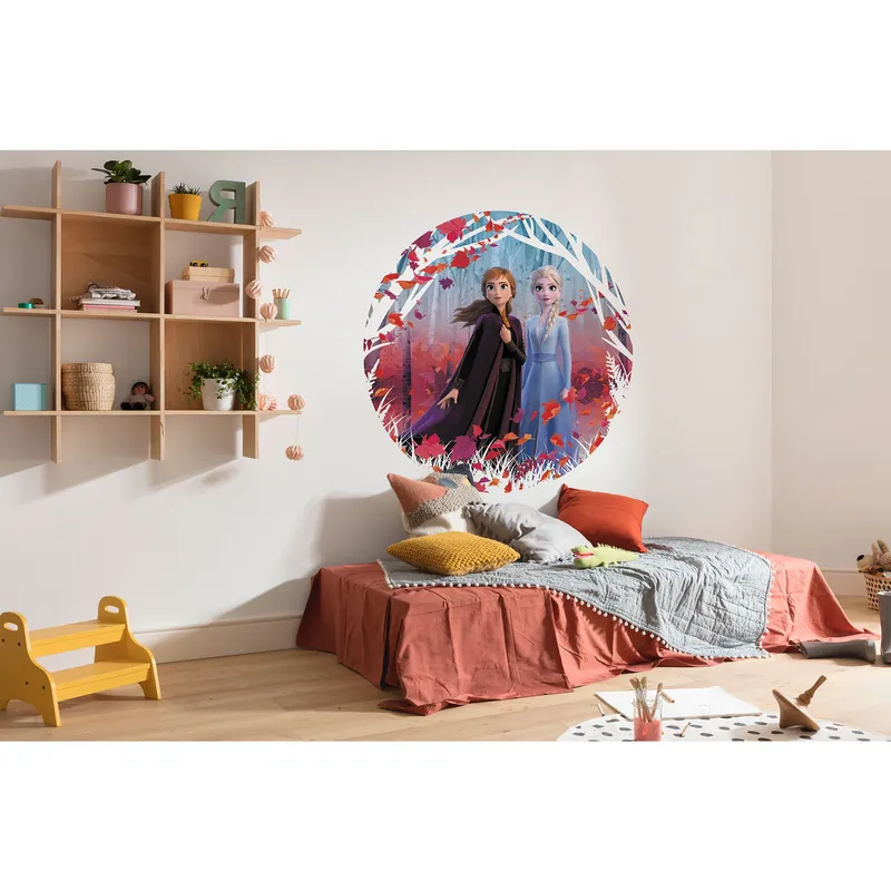 Komar Papier Peint numérique Photo Intissé Disney Reine des Neige 125 x 125 cm Autcollant rond Fille