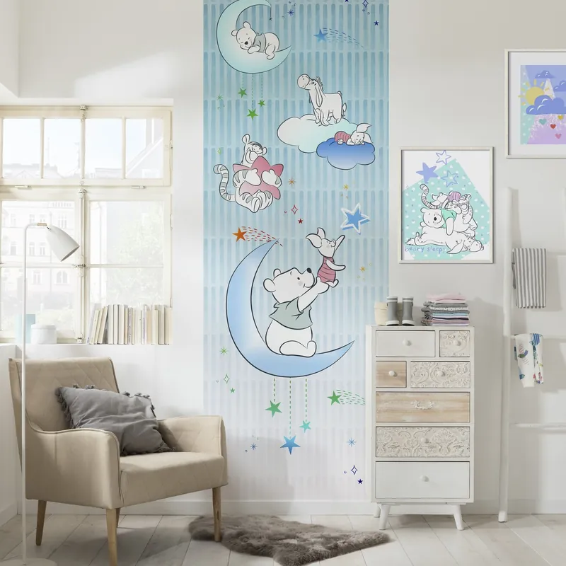Komar Papier Peint Photo Disney Winnie Ourson Porcinet & Etoiles 280 x 100 cm Intissé Lune