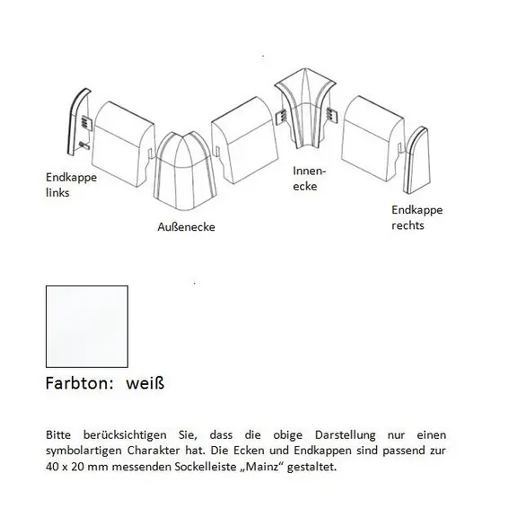 Angles extérieurs pour plinthes MDF 740.31-D PVC 40 x 20 mm blanc PROVISTON