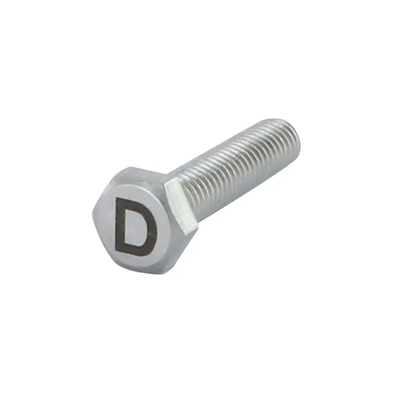 1 x Vis métaux Tête hexagonale TH 8X35 Inox A4 Gravure LETTRE "D"