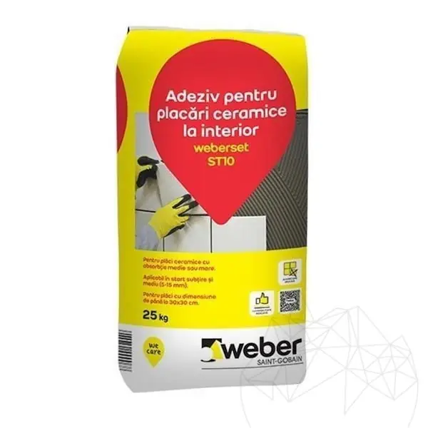 Colle pour carreaux de céramique pour l&rsquo;intérieur, Weber Set ST10